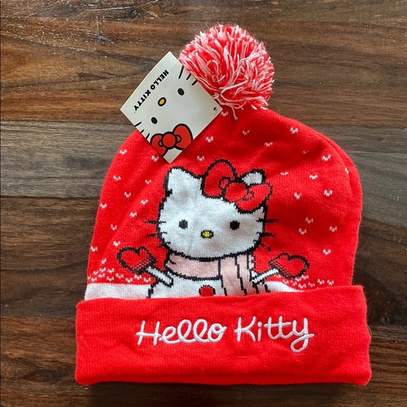 Hello Kitty Red Knit Beanie with Pom-Pom - Picture 1 of 3